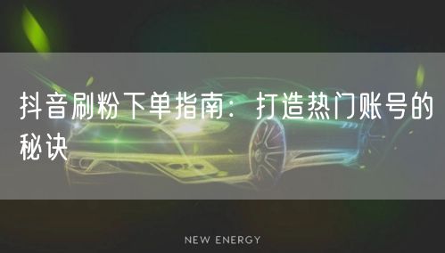 抖音刷粉下单指南：打造热门账号的秘诀