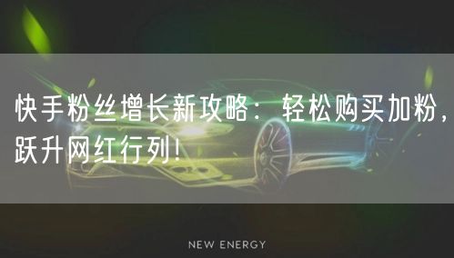 快手粉丝增长新攻略:轻松购买加粉,跃升网红行列!