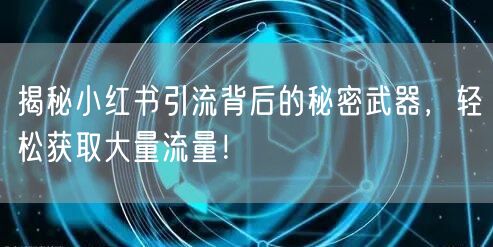 揭秘小红书引流背后的秘密武器,轻松获取大量流量!