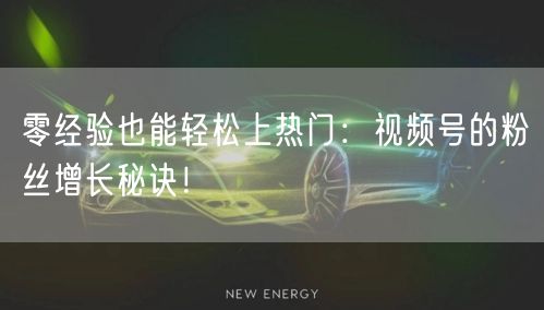 零经验也能轻松上热门：视频号的粉丝增长秘诀！