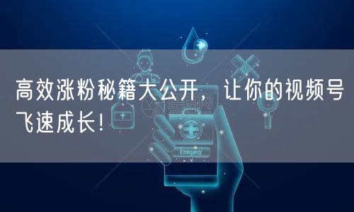 高效涨粉秘籍大公开，让你的视频号飞速成长！